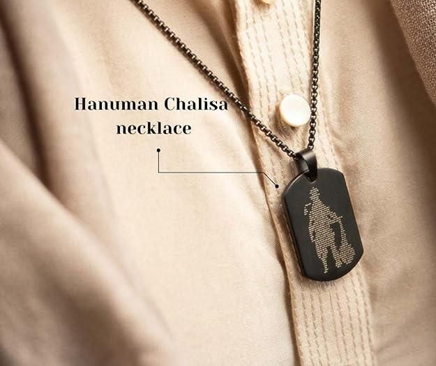 Hanuman Chalisa Pendant With Micro-carved Tag Necklace for Men