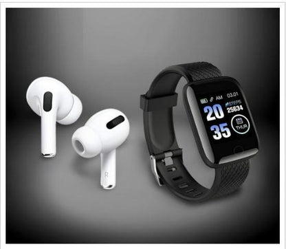 Combo Of Truly Earbuds Headset with Mic, & Bluetooth D116 Smart Watch with Heart Rate Monitor and Other Features