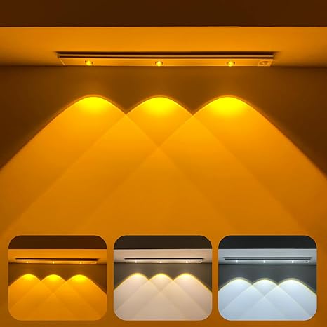 LED Motion Sensor Cabinet Light Bar With USB Rechargeble Dimmable with 3 Light Colors