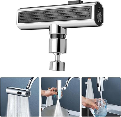 Kitchen 3 in 1 Waterfall Faucet Extender for Sink with Anti-Splash Sink Faucet Sprayer Adapter