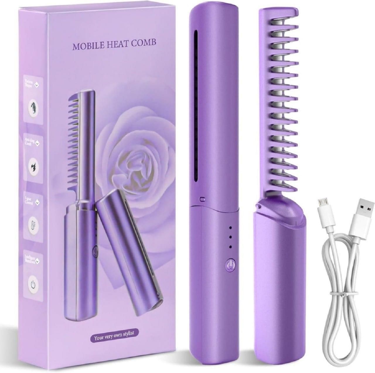 Hair Straightener with wireless Rechargeable Adjustable Hair Straightener Hot Comb