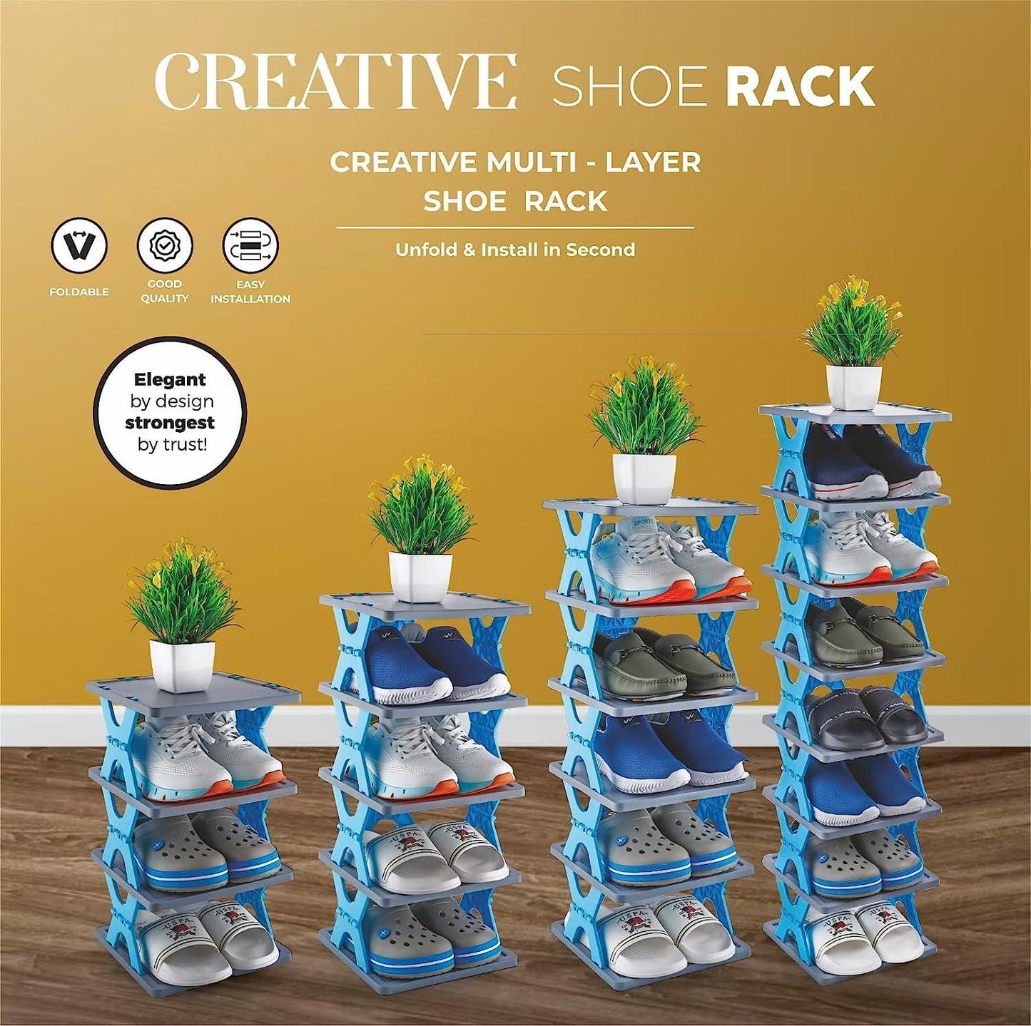 Stylish Foldable Shoe Storage Organizer for Home and Entryway, Durable Home Stand for Footwear