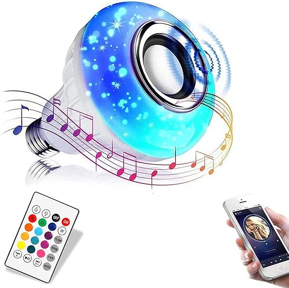 3 in 1 LED Bulb with Bluetooth Speaker Music Light Bulb + Rgb Light Ball Bulb with Remote