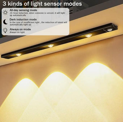 LED Motion Sensor Cabinet Light Bar With USB Rechargeble Dimmable with 3 Light Colors