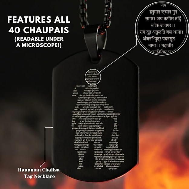 Hanuman Chalisa Pendant With Micro-carved Tag Necklace for Men